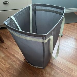 Gray Collapsible Laundry Hamper with Cream Handles